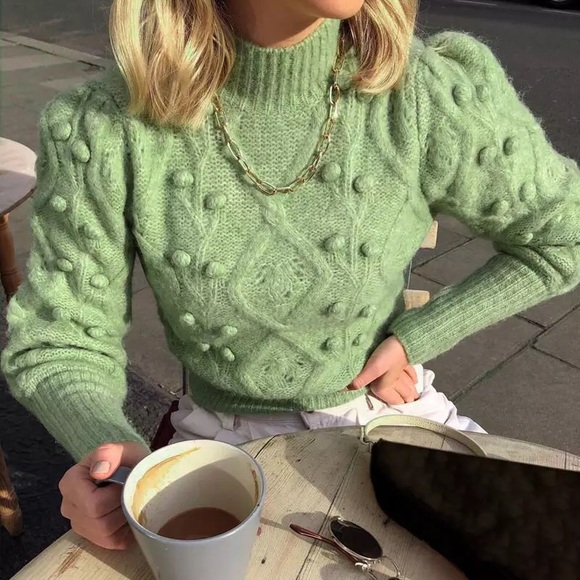 Keylie Pom Oversized Knitted Turtleneck Sweater - Picture 4 of 8